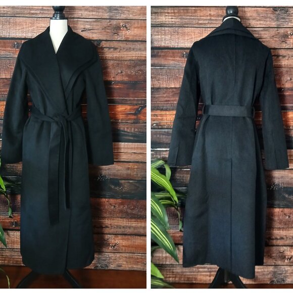 NWT Tahari XL Long Double Face Wool Blend Wrap Coat Belted - Picture 3 of 13
